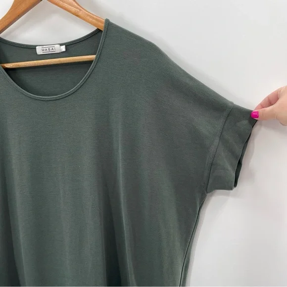 Masai Balsam Green Relaxed Fit Lagenlook Midi Dress Boxy Minimal Boho Size Med - Picture 5 of 13